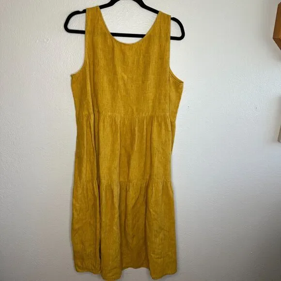 Eileen Fisher Washed Organic Linen Delave Tiered Dress L Marigold Yellow $248 - www.disolcolor.com Eileen Fisher Washed Organic Linen Delave Tiered Dress L Marigold Yellow $248 - www.disolcolor.com